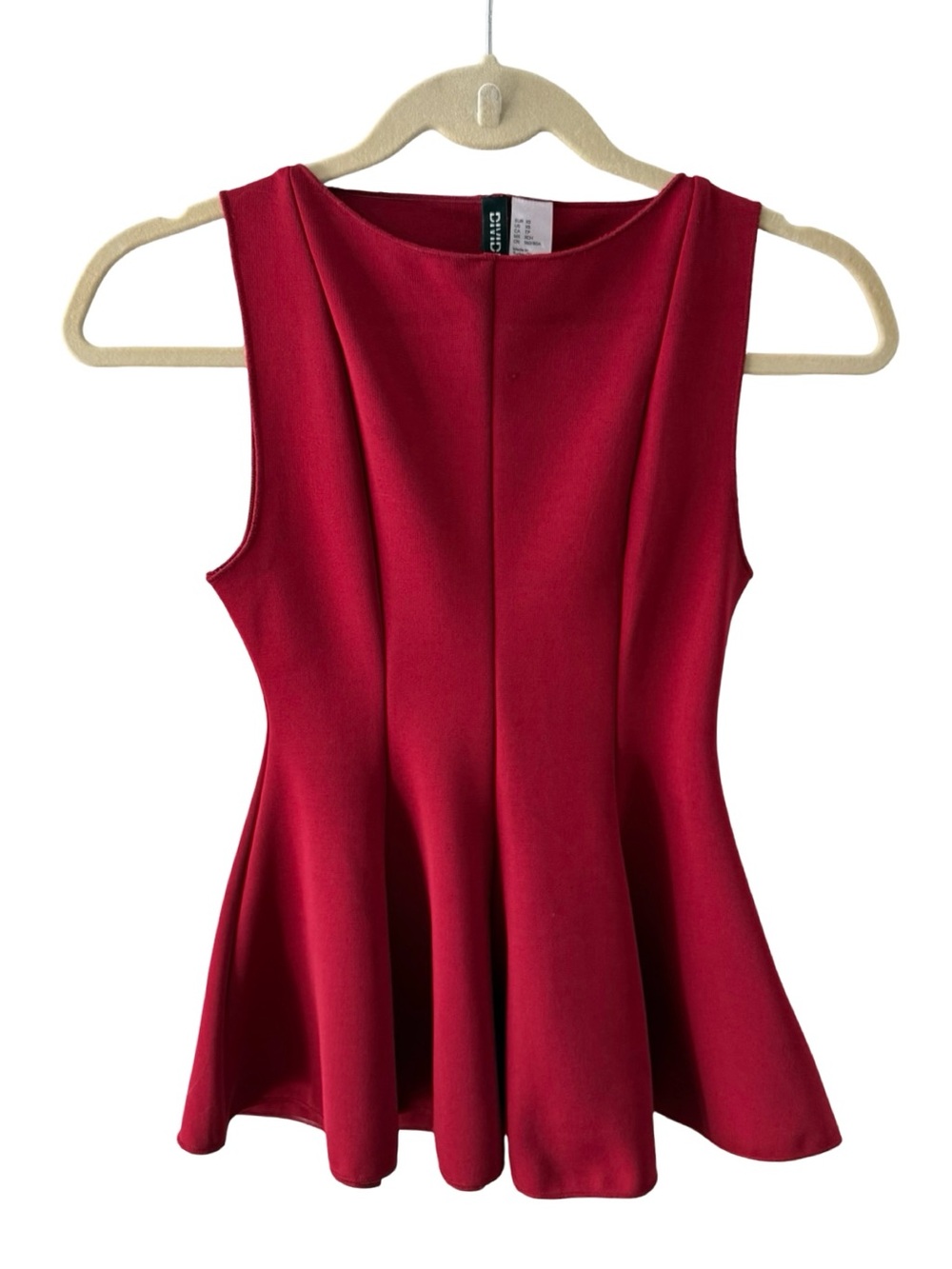 H&M Red Sleeveless Peplum Tank Top